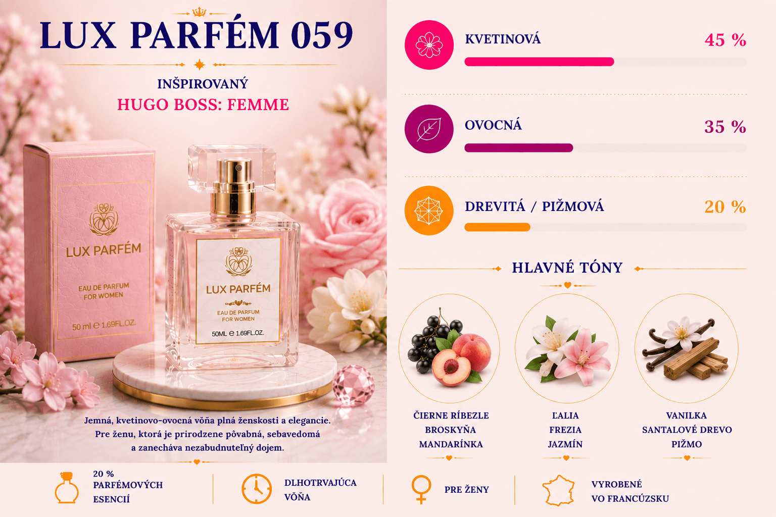 Lux Parfém 059 – Inšpirovaný Hugo Boss: Femme